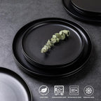 AmorArc Ceramic Dinnerware Sets, Wavy Rim Stoneware Plates and Bowls Sets, Highly Chip and Crack Resistant | Dishwasher & Microwave & Oven Safe Dishes set, Service for 4 (12pc)-Matte Black