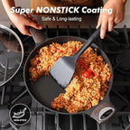 SENSARTE Ceramic Nonstick Frying Pan Skillet with Lid, 12.5 Inch Non Stick Pan Omelette Pans, Healthy Kitchen Cooking Chef's Pan, Free of Intentionally Added PFOA/PFOS, Induction Compatible, Black
