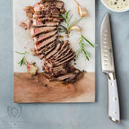 Dalstrong Steak Knife Set-4-5 Straight Blade Edge-Gladiator Series-Forged German High-Carbon Steel-w/Sheaths-Glacial White ABS Handle-Dinner Set Kitchen Knives