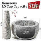 Priority Chef Heavy Duty Small Mortar and Pestle Set, 1.5 Cup, Make Fresh Guacamole, Salsa, Stone Grinder Bowl, Herb Crusher, Spice Grinder, 5.5" Wide, Grey