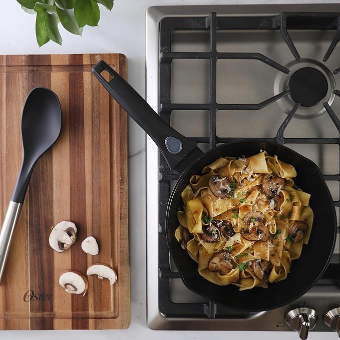 Oster SmartHandle Advance 13-Piece Nonstick Cookware Set – Matte Black Finish, Induction Base, Detachable Handles, Forged Aluminum, Oven & Dishwasher Safe, With Utensils & Pan Protectors