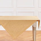 Solino Home Linen Cloth Tablecloth 52 x 52 Inch - 100% Pure Linen Golden Nugget Square Tablecloth - Athena, Machine Washable Table Throw for Summer, Fall, Autumn