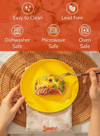 Sweese 7.8 Inch Porcelain Dessert Plates Set of 6 - Dishwasher, Microwave, Oven Safe, Chip-Resistant - Rainbow Palette