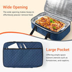 Lunch Bag - Large Insulated Casserole Carrier, Reusable Lunch Box for Men/Women, Insulated Lunch Bag Leakproof Lunchbox for Men Adults Work Picnic Hiking Beach(Navy Blue) 17.12" x 11.42"