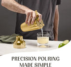 Mixology & Craft Bartender Kit: 10-Piece Cocktail Shaker Set with Dark Bamboo Stand | Complete at Home Bar Set with Bar Accessories | Great Housewarming Gift | Leak-Proof Design (Gold)