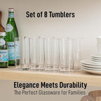 Zulay Kitchen Acrylic Glasses Drinkware - 8 Piece Unbreakable Plastic Tumblers - BPA-Free, Reusable Plastic Drinking Glasses for Home & Outdoors - Stackable, Lead-Free & Dishwasher Safe - (16 oz)