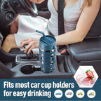 MUKOKO 32 oz Glass Tumbler with Straw,Glass Water Bottles with Time Marker,Iced Coffee Cup with 2 Lids-Handle Spout Lid&Straw Lid,Silicone Sleeve,Leakproof,1 Pack-Blue