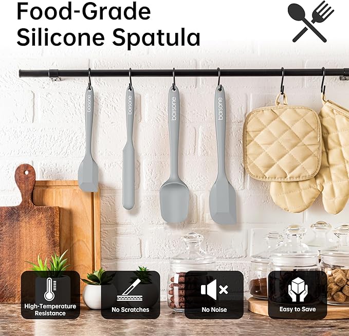 barsone Spatulas Silicone Heat Resistant, Food Grade Rubber Spatula Set for Cooking, Baking, Stirring Heat Resistant 446°F Spatulas for Nonstick Cookware Dishwasher Safe BPA Free Multicolor Set of 5
