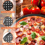Round Pizza Pans with Holes, 4pc Set - Perforated Non-Stick Pizza Baking Pans for Oven, 9/10/11/12 Inch