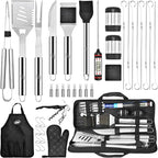Kaluns Grilling Accessories, Dad Gifts for Christmas Grilling Gifts, Heavy Duty Stainless Steel Grill Set BBQ Grill Accessories for Outdoor Grill with Meat Thermometer, Case and Apron