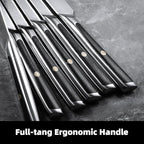 Sunnecko Damascus Steak Knives Set of 6 Non Serrated, Japanese VG10 Stainless Steel Steak knives Dishwasher Safe, 5 Inch Steak Knives G10 Handle with Wood Gift Box