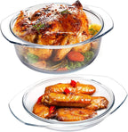 NUTRIUPS Medium Round Glass Casserole Dish with lid,2.5 L Covered Glass Casserole with Lid, Microwave and Oven Safe