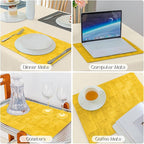 Romanstile Reversible Vinyl Placemats Set of 6, Faux Leather 100% Waterproof Oil-Proof Wipeable Place Mats, Heat Resistant Dual Sided Table Mats for Kitchen/Dining/Party (Grey Yellow, 12 x 17 Inch)
