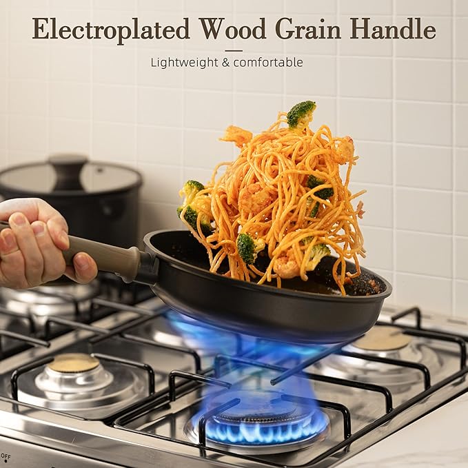 Astercook 19 Pcs Pots and Pans Set Non Stick, Black Titanium Induction Kitchen Cookware Sets, Non toxic Healthy Non Stick Kitchen Cooking Set with Frying Pans Set, PFAS PTFE PFOA PFOS Free