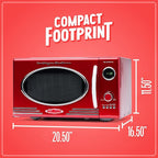 Nostalgia Retro Countertop Microwave Oven, 0.9 Cu. Ft. 800-Watts with LED Digital Display, Child Lock, Easy Clean Interior, Red