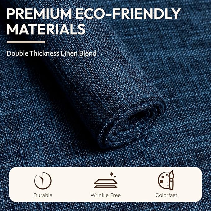 Blue Forest Placemats Set of 6, Dual-Layered Thickened Faux Linen Cloth Place Mats Heat Resistant Machine Washable Wrinkle Free Table Mats Indoor/Outdoor (Navy Blue)