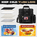 Maelstrom Tactical Lunch Box, 23 L Insulated Lunch Bag for Men, Expandable Double Deck Lunch Cooler Bag,Large Leakproof Soft Lunch Tote with Detachable MOLLE Bags, for Adult Women Work,Picnic,Black