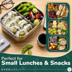 Everusely - Bento Box - Orange, 27oz / 0.8 L - Stainless Steel Lunch Box with Leakproof Condiment Container - 3 Compartment Snack Organizer for On the Go Meals - Freezer & Dishwasher Safe