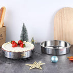 LIANYU 9 Inch Round Cake Pan Set of 2, Stainless Steel Wedding Oven Cake Pan Set for Baking, Metal Round Baking Tin Pan Mold, Deep Bakeware for Layer Birthday Cake, Mirror Polished, Dishwasher Safe