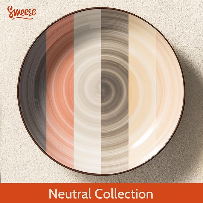 Sweese 6-Pack Ceramic Pasta Bowls, Neutral Extra Large 30 Fl Oz Durable Professional Grade