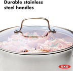 OXO Stainless Steel 8.4QT Multipurpose Boiler Pot with Steamer Insert & Glass Lid, Stockpot for Simmering, Boiling, Steaming, Stew, Soup, Pasta, Induction Suitable, Dishwasher Safe, Stainless Steel