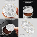 Puck Screen Reusable Mesh Coffee Filter for Espresso Portafilter Basket with Silent Puck Screen Ejector Coffee Grounds Remover Knock-Free Air Blower Kit (51mm)