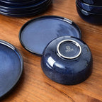 Vicrays Ceramic 12 Pieces Dinnerware Set - Dinner Plates Salad Plates Cereal Bowls Set Service for 4 - Scratch Resistant Microwave Oven Dishwasher Safe - Blue