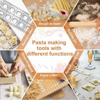 Pasta Making Tools Set, Pasta Making kit Includes 12 Pcs Pasta Making Tools Pasta Making Accessories Wooden Pasta Roller