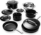 Gotham Steel Modern 11 Pc Ceramic Pots and Pans Set Non Stick, Professional Elegant Kitchen Cookware Sets with Steamer for Cooking, Non Toxic Made without PFOS PFOS, Dishwasher & Oven Safe