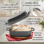 Signature Enameled Cast Iron Sourdough Bread Oven | Non-Stick with Tight Fitting Lid for Perfect Baking and Bread Making | 6QT Rectangle Oven With Lid [Oyster Grey]