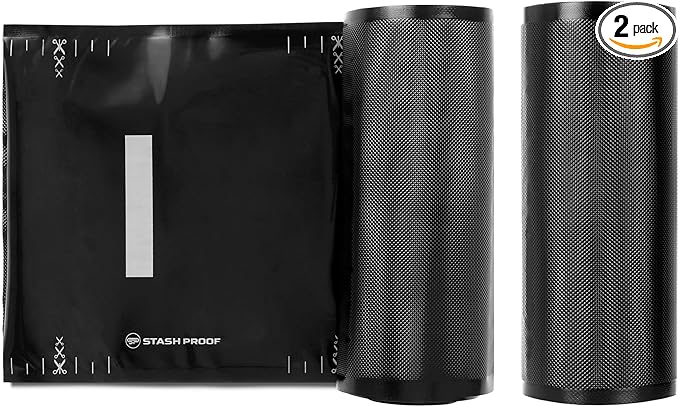 Vacuum Seal Rolls 11" x 50' 2 Pack (100 Feet Total) 5.5 Mil (Black and Black) - BPA Free Commerical Grade Food Saver for Storage, Sous Vide, and Meal Prep Sealer Bag