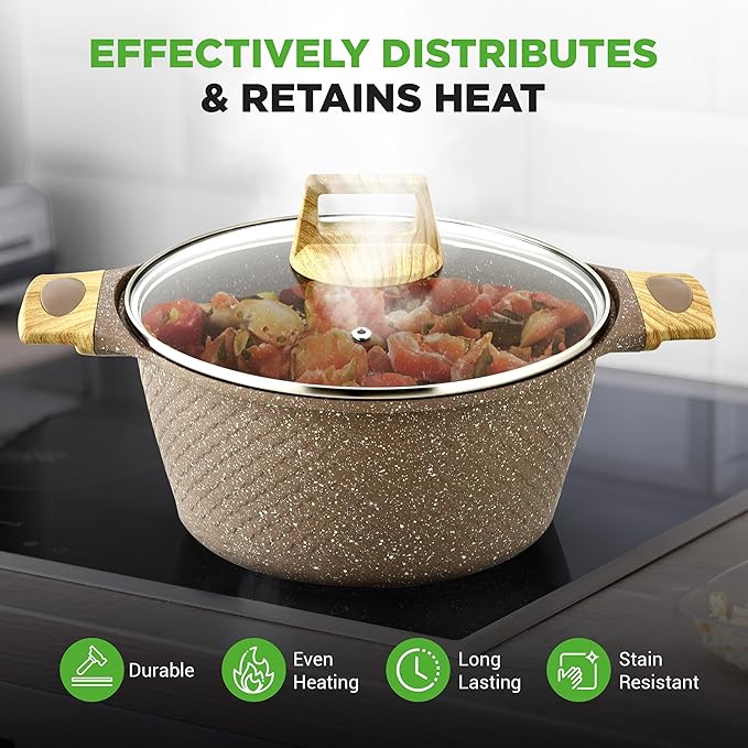 Nutrichef 22-Piece Black Marble Non-Stick Cookware and Bakeware Set - Professional Home Kitchen Collection with Multi-Sized Pots, Pans, and Heat-Resistant Tools