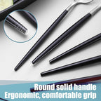 Lemeya Matte Black Silver Silverware Set for 4,Modern Stainless Steel Brushed Cutlery Set,20-Pieces Heavy Duty Flatware Set,Knives Spoons and Forks Set Utensils Set, Satin Finish, Dishwasher Safe