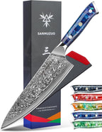 Chef Knife - 8 inch - Xuan Series - VG10 Damascus Steel Kitchen Knife - Resin Handle (Sapphire Blue)