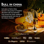 4 Piece Cocktail Kit by Bull In China - Premium Bartender Gift Set Includes Flagship Mixing Glass, 12 inch Barspoon, Bell Jigger & Hawthorne Strainer For Professional & Home Bars (Rainbow Chrome)