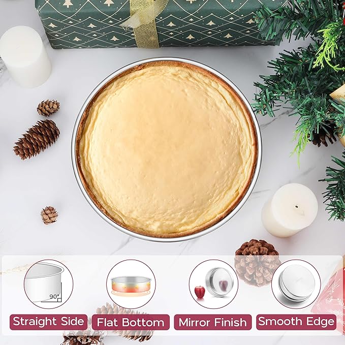 Onader 8 Inch Round Cake Pan, Stainless Steel Baking Pan Set of 3, Birthday Wedding Cake Tin