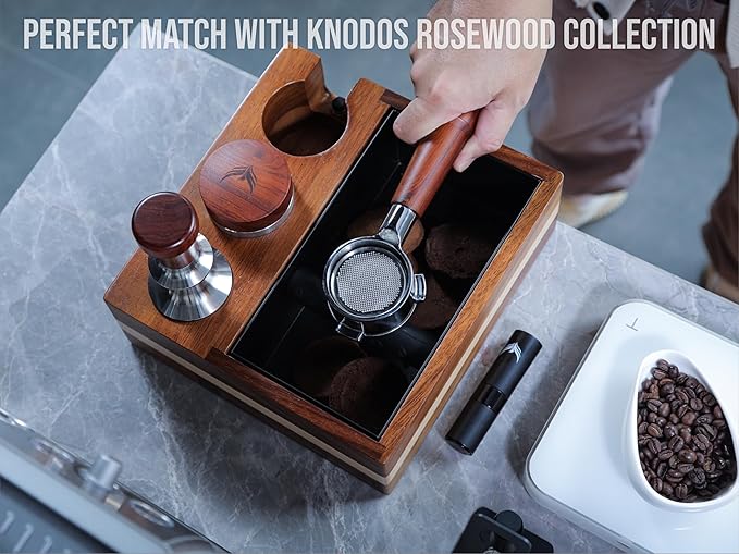 58mm Tamper For Espresso Machines V2 KNODOS Rosewood Self Leveling and Double Spring Loaded Design Calibrated Coffee Tamper With Gift Box
