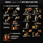 Moscow Mule Kit Gift Set - 2 Copper Mugs - 11 Botanicals - Stainless Steel Shaker & Jigger - Mudder - Recipe Book - Moscow Mule Cocktail Kit - Basket Gifts for Women - Unique Accessories for Infusion
