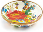 MACKENZIE-CHILDS Enamel Dipping Bowl, Small Serving Bowl for Entertaining, White Flower Market
