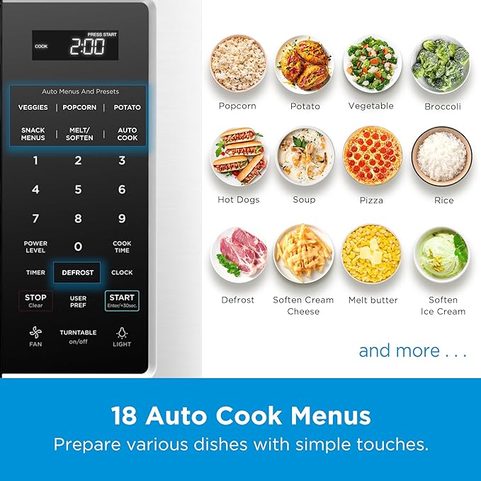 Midea MOR17BSA-SS 1.7 Cu.ft. Over The Range Microwave Oven with Smart Touch Panel, Auto Cooking Menu, 1000 W, 300 CFM Ventilation, in Stainless Steel