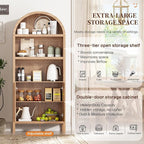 71" Tall Arched Kitchen Pantry,Modern Fluted Wood Storage Cabinet with Doors,Adjustable Shelves,Organizer, Versatile Cupboard for Kitchen,Living Room,Dining Room,Bathroom,Oak1