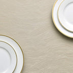 maxmill Jacquard Table Cloth Swirl Design Water Resistant Wrinkle Resistance Heavy Weight Soft Tablecloth for Kitchen Dinning Tabletop Decoration Square 70 x 70 Inch Beige