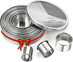 Round Cookie Biscuit Cutter Set, 12 Graduated Circle Pastry Cutters, Heavy Duty Commercial Grade 18/8 304 Stainless Steel Cookie And Dough Cutters