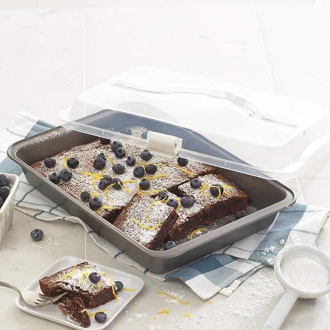 GoodCook Everyday Nonstick Steel Bake-N-Take Oblong Pan, 9" x 13" with Lid, Gray