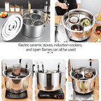 Pasta Cooker Insert Set Stainless Steel Pasta Pot With Strainer Basket Multipots Cooking Tool For Noodles Dumplings Pasta For Home Kitchen Restaurant,4 Holes