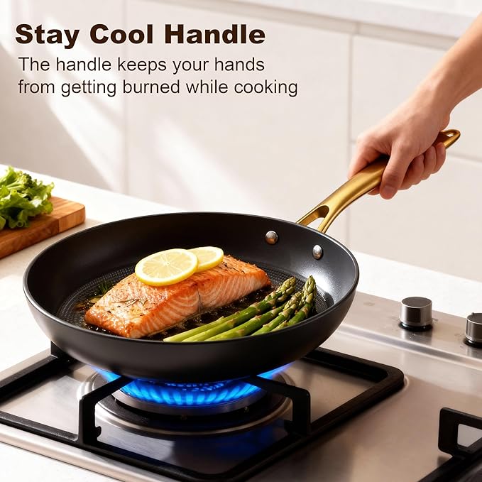 imarku Non Stick Frying Pans, Frying Pan Set of 3 pcs(8+10+12 Inch), Cast Iron Skillets Induction Compatible, Nonstick Frying Pan Set With Stay Cool Handle, Oven Safe, Christmas Gifts for Mon and Dad