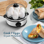 Elite Gourmet EGC648 Easy Electric Poacher, Omelet Eggs & Soft, Medium, Hard-Boiled Egg Boiler Cooker with Auto Shut-Off and Buzzer, Measuring Cup Included, BPA Free, Stainless Steel 7 Egg