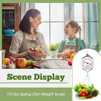 1 Set 110 lbs Large Display Hanging Scale with Scale Scoop Kitchen Dial Weight Scale Silver Industrial Spring Scales for Shopping Traveling Food Produce Weighing
