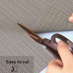 Myir JUN Placemats Set of 6, Vinyl Woven Placemats Place Mats Indoor Washable Table Mats Non-Slip Place mats for Dining Table (Golden Silver, Set of 6)