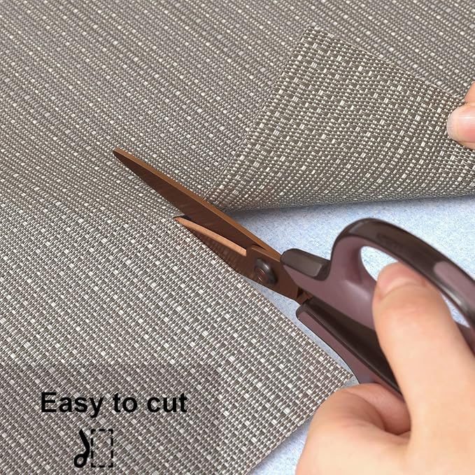 Myir JUN Placemats Set of 6, Vinyl Woven Placemats Place Mats Indoor Washable Table Mats Non-Slip Place mats for Dining Table (Golden Silver, Set of 6)